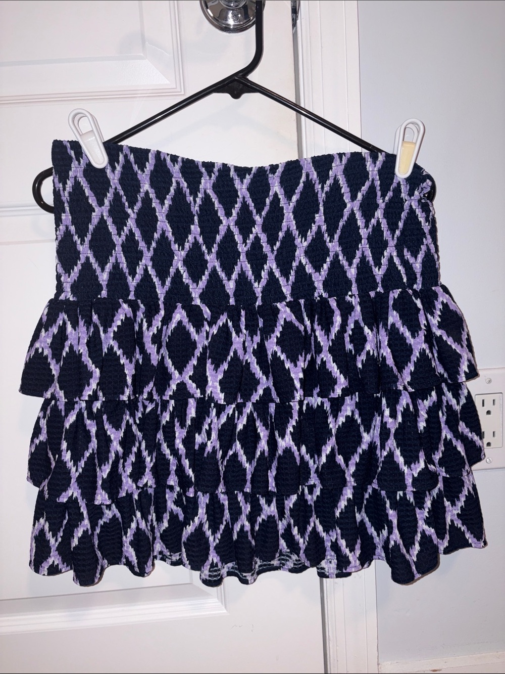 Tiered Mini Skirt in Navy and Lavender